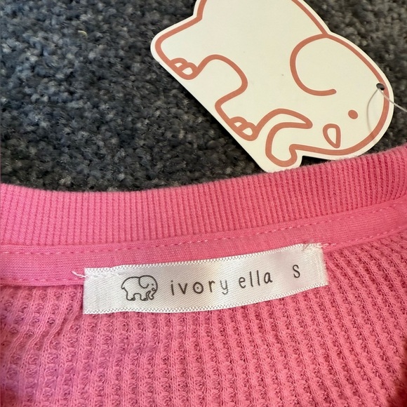 NWT ivory ella Penguin Parade Pink Long Sleeve Waffle Tee Women Small Cotton - Picture 5 of 7